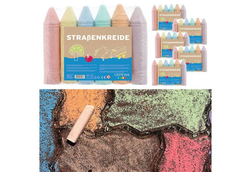 CEPEWA Kreidefarbe XL Straßenkreide 24er Set H18 bunt Kreide von CEPEWA