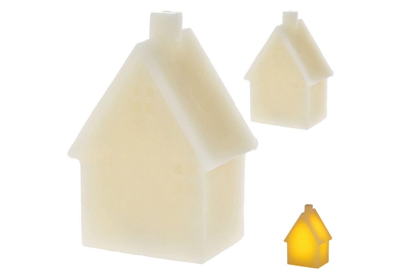CEPEWA LED Dekofigur LED Echtwachskerze Haus 2er Set creme 7,5x16x6x7,6cm Wachs Timer CEPEWA LED Dekofigur LED Echtwachskerze Haus 2er Set creme 7,5x16x6x7,6cm Wachs Timer von CEPEWA