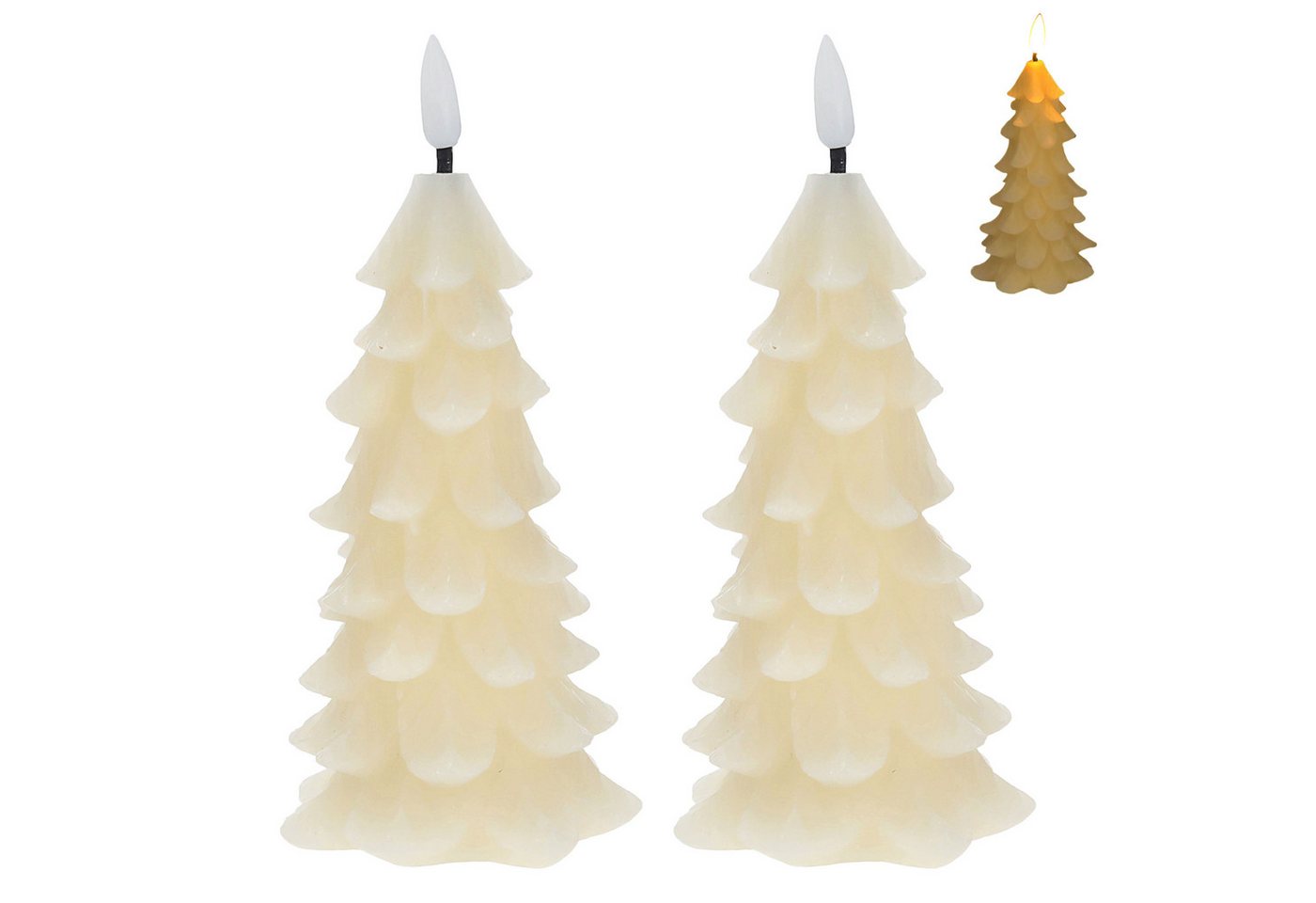 CEPEWA LED Dekofigur LED Echtwachskerze Tannenbaum 2er Set creme 7,5x16x6x7,6cm Wachs Timer CEPEWA LED Dekofigur LED Echtwachskerze Tannenbaum 2er Set creme 7,5x16x6x7,6cm Wachs Timer von CEPEWA