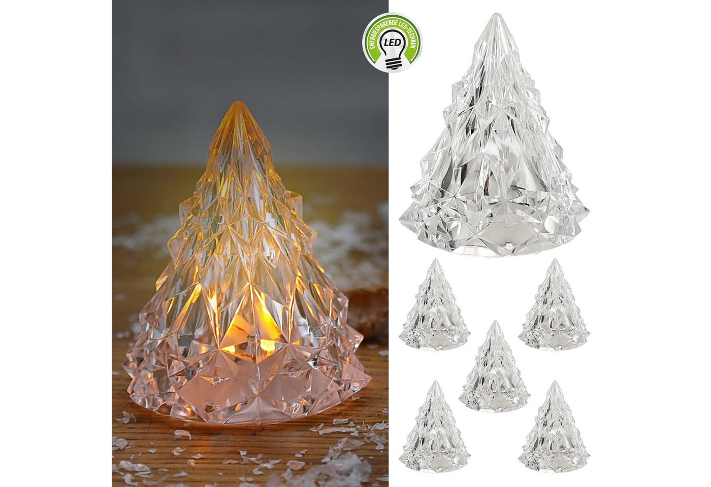 CEPEWA LED Dekofigur LED Tannenbaum 6er Set Kunststoff batteriebetrieben weiß 6x8x6cm CEPEWA LED Dekofigur LED Tannenbaum 6er Set Kunststoff batteriebetrieben weiß 6x8x6cm von CEPEWA