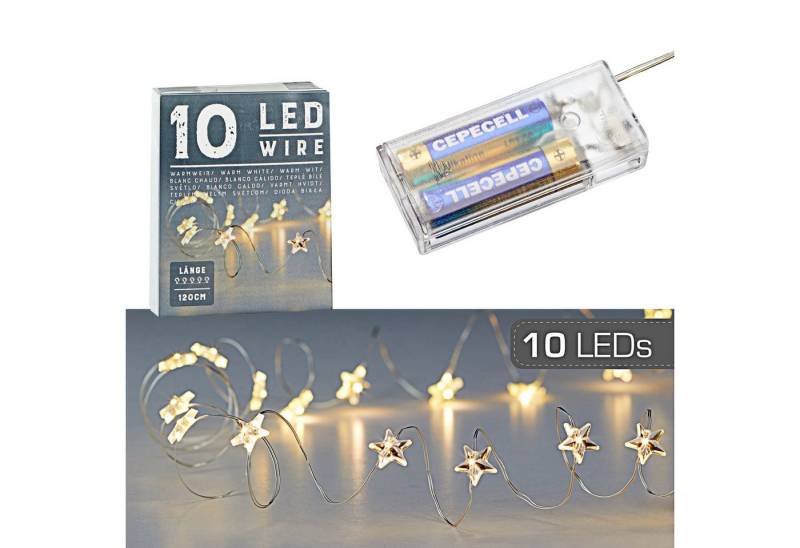 CEPEWA LED Dekolicht 10 LED "Stern" Mikro Draht - Lichterkette, 120 cm von CEPEWA