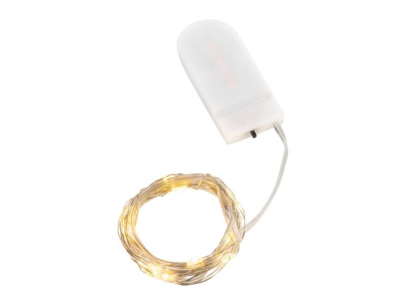 CEPEWA LED-Lichterkette, Batterie 20 LED warmweiß 1,9m Draht silber von CEPEWA