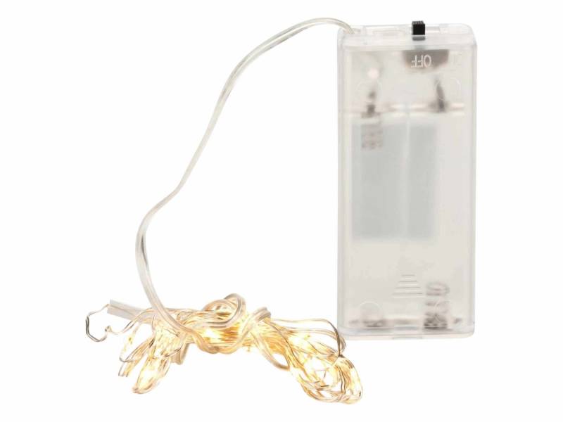 CEPEWA LED-Lichterkette, Batterie Draht silber 10 LED warmweiß 0,9m Innen von CEPEWA