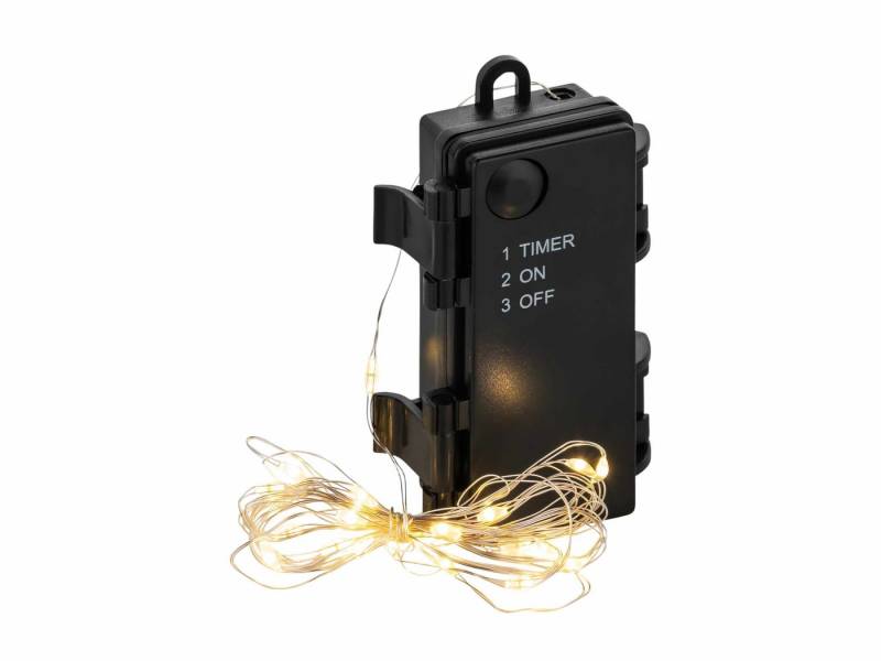 CEPEWA LED-Lichterkette, außen Batterie Draht silber 1,9m 20 LEDs Timer von CEPEWA