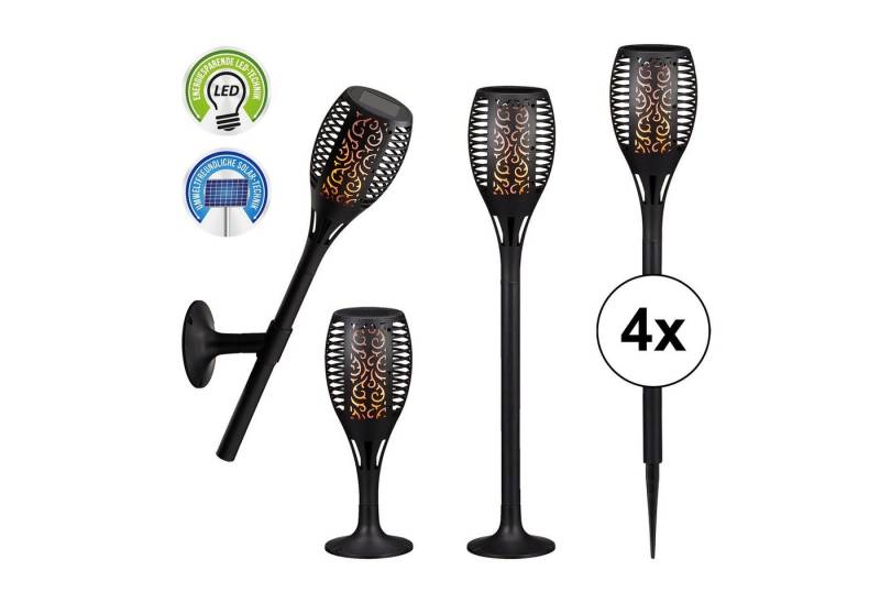 CEPEWA LED Solarleuchte 4er Set LED Solar Fackel, Flammenflackern ca. 58cm von CEPEWA