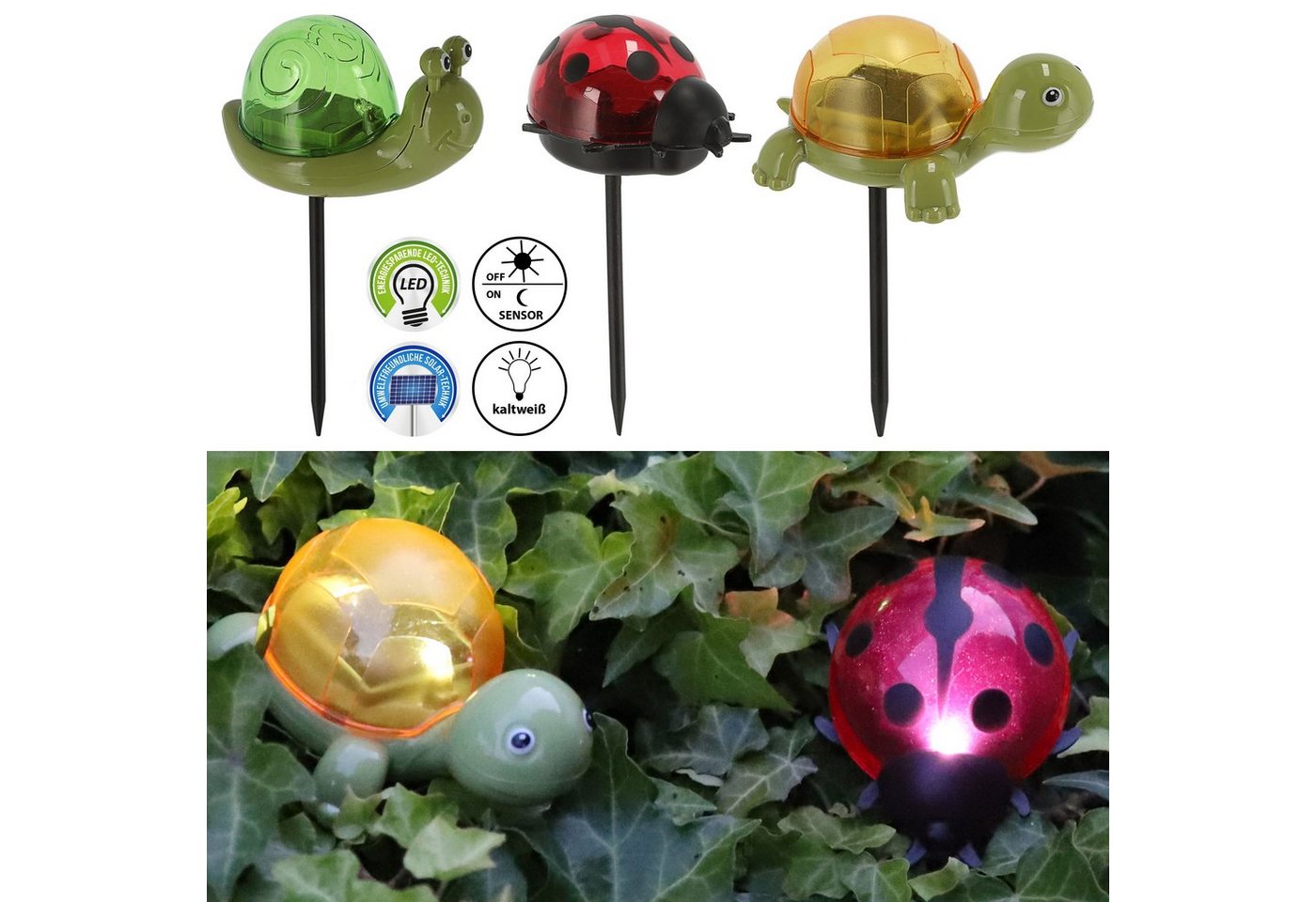 CEPEWA LED Solarleuchte LED Solar Licht Käfer Schnecke Schildkröte von CEPEWA