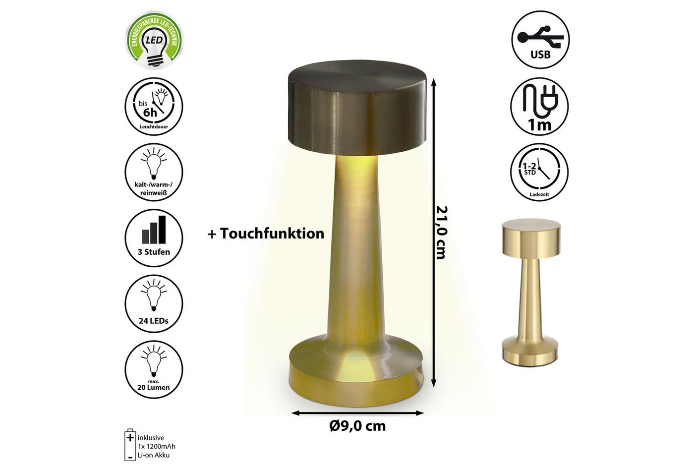 CEPEWA LED Tischleuchte LED Tischleuchte silber 9x21cm Touchfunktion 3 Weißtöne USB dimmbar CEPEWA LED Tischleuchte LED Tischleuchte silber 9x21cm Touchfunktion 3 Weißtöne USB dimmbar von CEPEWA