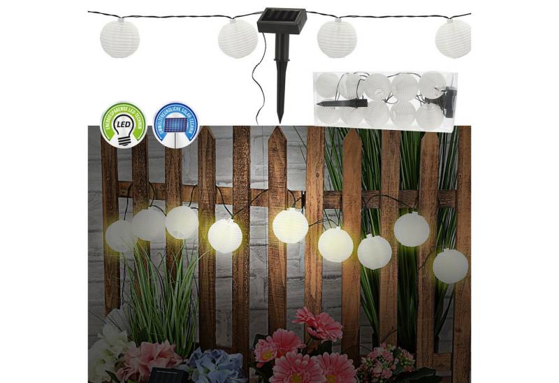 CEPEWA Lichterkette LED Solar Lampion Girlande mit 10 Lampions Ø7cm 185cm bunt 10 LEDs von CEPEWA