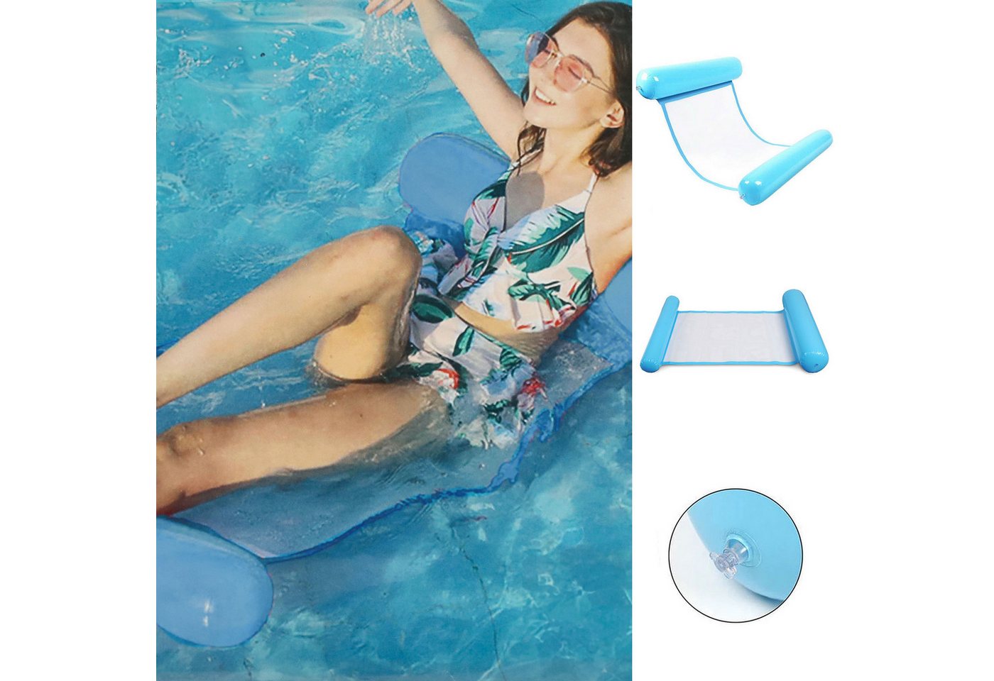 CEPEWA Luftmatratze Wasserhängematte aufblasbar blau 100x70cm PVC belastbar bis 100 Kg von CEPEWA