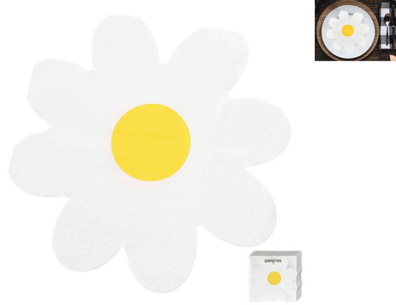 CEPEWA Papierserviette Servietten 'Blume' 72er Set 3lagig Papier weiß gelb Gänseblümchen CEPEWA Papierserviette Servietten 'Blume' 72er Set 3lagig Papier weiß gelb Gänseblümchen von CEPEWA