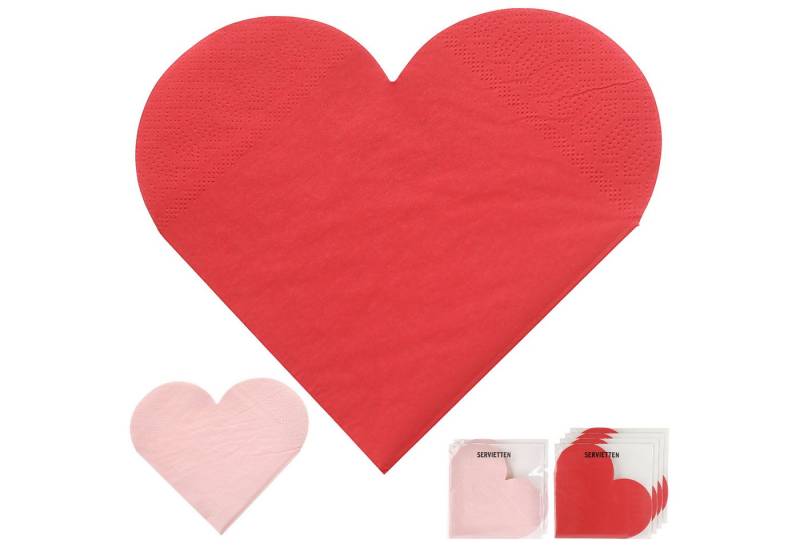 CEPEWA Papierserviette Servietten 'Herzmotiv' 72er Set 3lagig Papier rot rosa Herzsilhouette von CEPEWA
