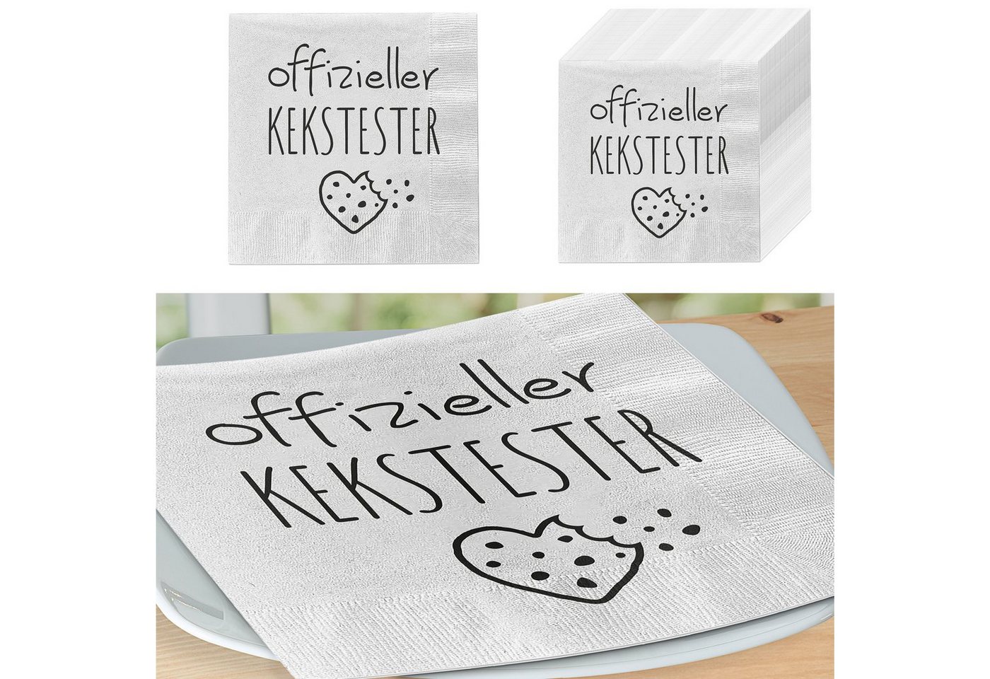 CEPEWA Papierserviette Servietten 'Kekstester' 60er Set 33x33cm 3-lagig Papierserviette von CEPEWA