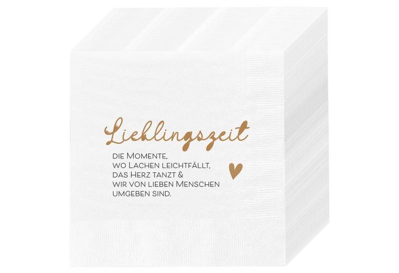 CEPEWA Papierserviette Servietten 'Lieblingszeit' 80er Set 33x33cm 3-lagig weiß schwarz gold CEPEWA Papierserviette Servietten 'Lieblingszeit' 80er Set 33x33cm 3-lagig weiß schwarz gold von CEPEWA