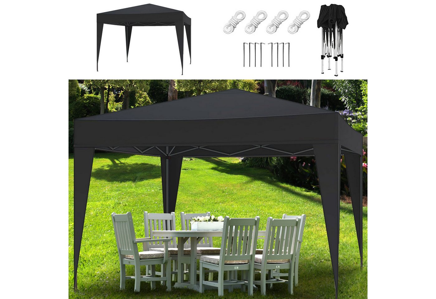 CEPEWA Partyzelt Pavillon Partyzelt 3x2,6x3m anthrazit Polyester 210D 4 Seile 8 Heringe CEPEWA Partyzelt Pavillon Partyzelt 3x2,6x3m anthrazit Polyester 210D 4 Seile 8 Heringe von CEPEWA