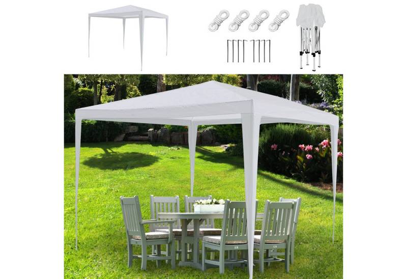 CEPEWA Partyzelt Pavillon Partyzelt 3x2,6x3m weiß PE Plane 90g/m² 4 Seile 8 Heringe von CEPEWA