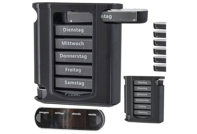 CEPEWA Pillendose Pillenbox 'Deluxe' 7 Tage schwarz Wochentage Tageszeit einzeln CEPEWA Pillendose Pillenbox 'Deluxe' 7 Tage schwarz Wochentage Tageszeit einzeln von CEPEWA