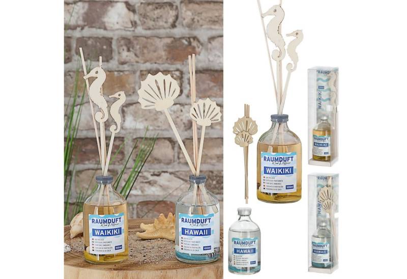 CEPEWA Raumduft Raumduft 'Waikiki&Hawaii' 2er Set 100ml je 4 Rattanstäbe 2 Dekostäbe von CEPEWA