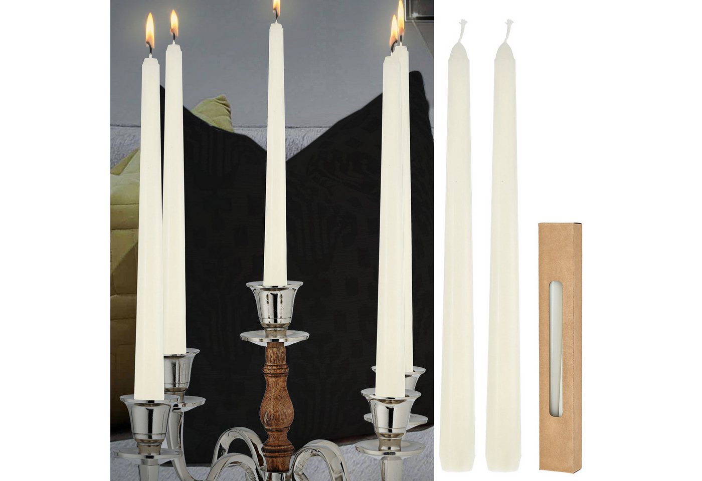 CEPEWA Spitzkerze Stabkerze 2er Set creme 2x25cm Paraffin Dekokerze Kerze glänzend CEPEWA Spitzkerze Stabkerze 2er Set creme 2x25cm Paraffin Dekokerze Kerze glänzend von CEPEWA