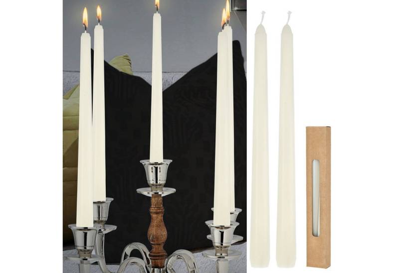CEPEWA Spitzkerze Stabkerze 2er Set creme 2x25cm Paraffin Dekokerze Kerze glänzend von CEPEWA