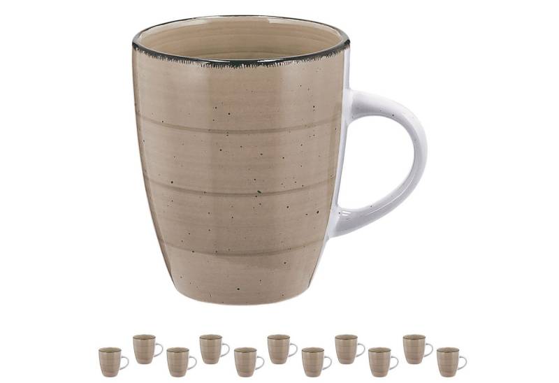 CEPEWA Tasse Kaffeebecher Steingut 12er Set beige 360ml 9x11cm Henkeltasse Tee CEPEWA Tasse Kaffeebecher Steingut 12er Set beige 360ml 9x11cm Henkeltasse Tee von CEPEWA