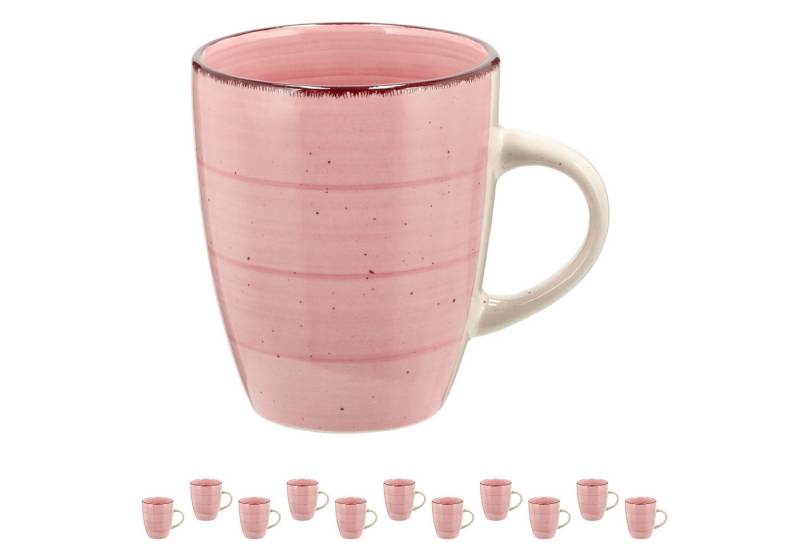 CEPEWA Tasse Kaffeebecher Steingut 12er Set rosa 360ml 9x11cm Becher Henkeltasse CEPEWA Tasse Kaffeebecher Steingut 12er Set rosa 360ml 9x11cm Becher Henkeltasse von CEPEWA