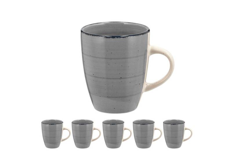 CEPEWA Tasse Kaffeebecher Steingut 6er Set grau 360ml 9x11cm Becher Henkeltasse CEPEWA Tasse Kaffeebecher Steingut 6er Set grau 360ml 9x11cm Becher Henkeltasse von CEPEWA