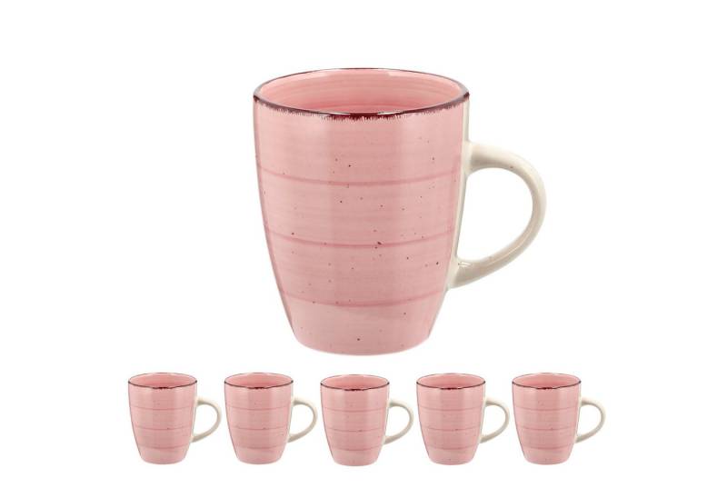 CEPEWA Tasse Kaffeebecher Steingut 6er Set rosa 360ml 9x11cm Becher Henkeltasse CEPEWA Tasse Kaffeebecher Steingut 6er Set rosa 360ml 9x11cm Becher Henkeltasse von CEPEWA