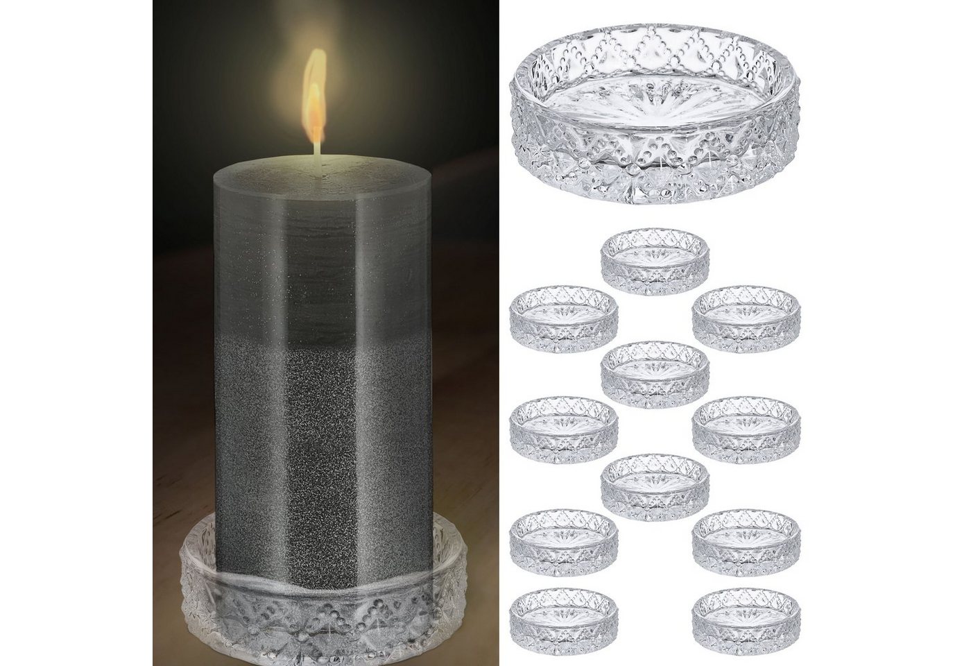 CEPEWA Teelichthalter Kerzenhalter 12er Set mit Prägung Ø10cm CEPEWA Teelichthalter Kerzenhalter 12er Set mit Prägung Ø10cm von CEPEWA