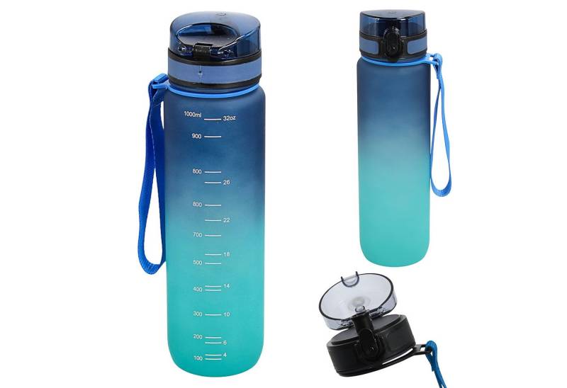 CEPEWA Trinkflasche Trinkflasche 1000ml PET PP PE 7,5x28cm grün blau Handschlaufe Sieb von CEPEWA