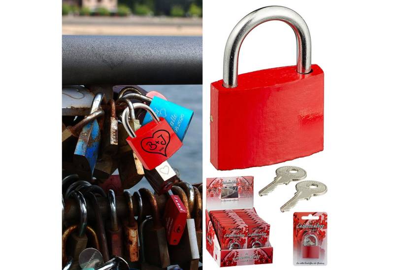 CEPEWA Vorhängeschloss Liebesschloss 24 Stück Display 3,8cm rot Metall 2fach 2 Schlüssel CEPEWA Vorhängeschloss Liebesschloss 24 Stück Display 3,8cm rot Metall 2fach 2 Schlüssel von CEPEWA