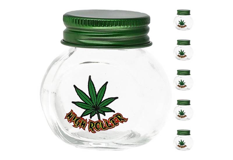 CEPEWA Vorratsglas Vorratsglas 'Weed' 6er Set 50ml Glas Metall Schraubverschluss Cannabis von CEPEWA