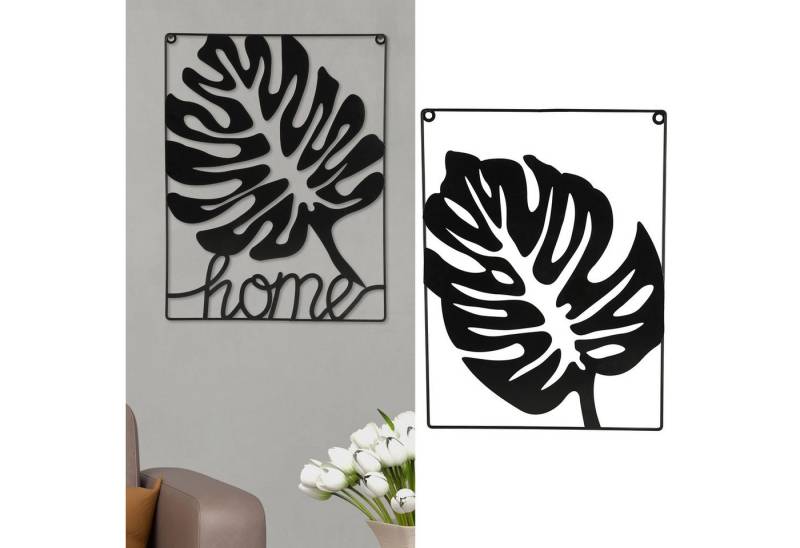 CEPEWA Wanddekoobjekt Metallbild Rahmen Ahornblatt Eisen 30x60cm von CEPEWA