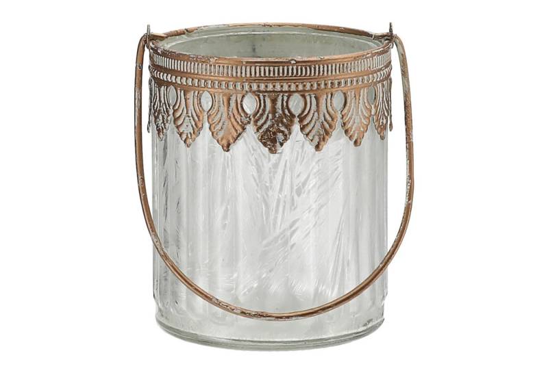 CEPEWA Windlicht Windlicht 3er Set gerade orientalisch gefrostet Glas Eisen Ø9xH11cm von CEPEWA