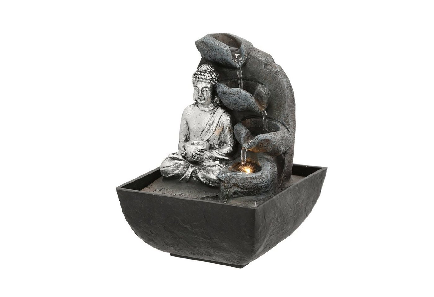 CEPEWA Zimmerbrunnen LED Zimmerbrunnen Buddha, 13 cm Breite, (Stück, 1 tlg., 1 Zimmerbrunnen), Wasserspiel Zen Feng Shui von CEPEWA