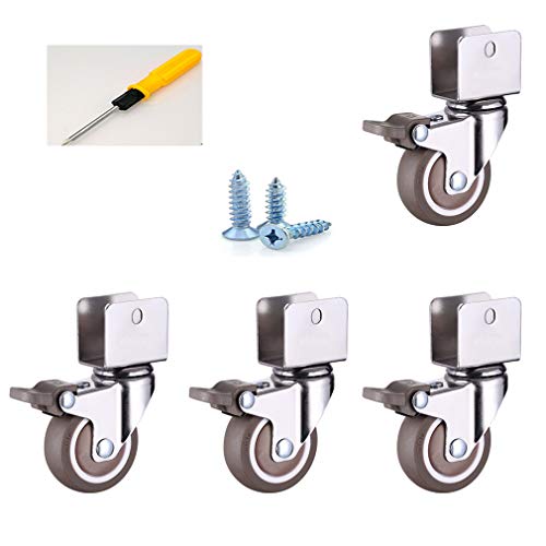 4er-Pack U-förmige Lenkrollen mit Bremse – langlebige Gummi- und TPE-Rollen for alle Bodenarten – verchromter Stahl(2in 4 brake) von CEQFSWHQ