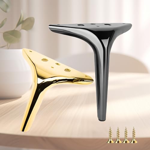 CEQFSWHQ Dreieckige Sofabeine aus Metall – 3,94–7,09 Zoll Ersatzfüße aus massivem Stahl for Möbel, 16 Befestigungsschrauben im Lieferumfang enthalten, 4 Stück(Silver,12cm/4.72inch) von CEQFSWHQ