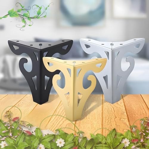 CEQFSWHQ Moderne, ausgehöhlte Möbelbeine aus Metall – 4 Stück 3,94/4,72 Zoll Ersatzbeine mit Gummi-Bodenschonern(Black,12cm/4.72inch) von CEQFSWHQ