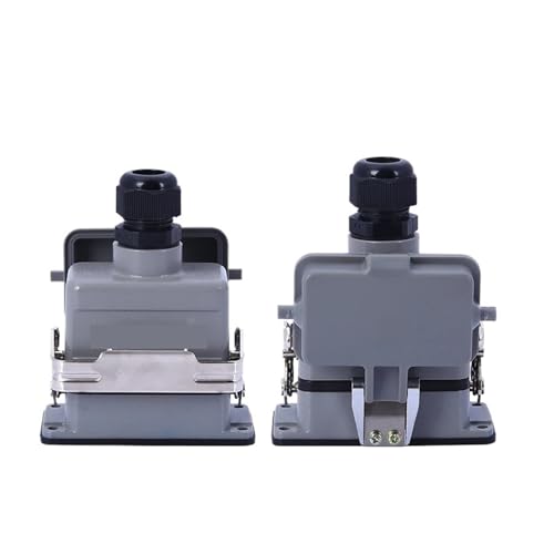 Heavy Connectors HE-24B 6/10/16-poliger wasserdichter rechteckiger Industriestecker mit Schutzabdeckung, 1 Stück(10 Core Top Entry) von CEQFSWHQ