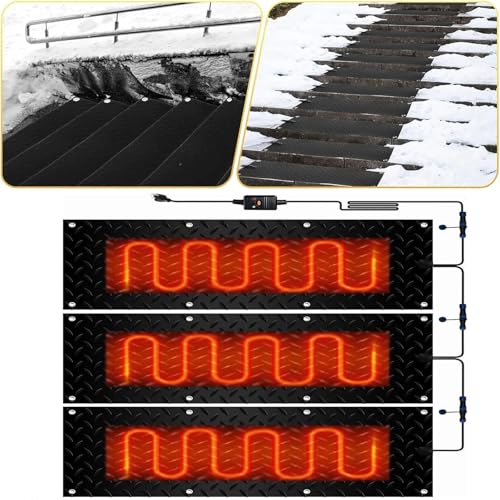 Schneeschmelzmatte for den Außenbereich – Rutschfestes PVC-Gerät for den Winter | Effizientes Eisschmelzen for Treppen, Dächer und Einfahrten(40x120cmx3Pcs) von CEQFSWHQ