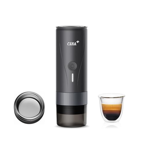 CERA+ Tragbare Espressomaschine PRO, selbstheizende Pro-Level-Spezial-Kaffeemaschine, kompatibles ultrafeines Mahlen, professionelle elektrische kleine Reise-Kaffeemaschine von CERA+