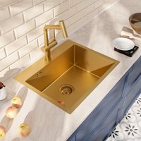 Ceramia Einbauspüle 55x45 cm + Armatur mit Brause, Edelstahl, Gold gebürstet von CERAMIA