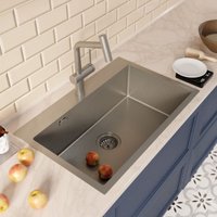 Ceramia Einbauspüle 68x45 cm + Armatur mit Brause, Edelstahl, Gun Metal gebürstet von CERAMIA