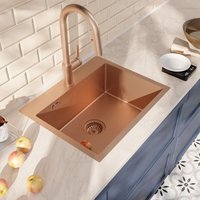 Ceramia Einbauspüle 68x45 cm + Armatur mit Brause, Edelstahl, Kupfer gebürstet, Variante 2 von CERAMIA