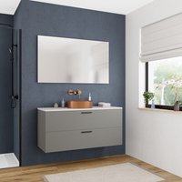 Ceramia - Komplettset 120 cm: Waschtisch matt weiß + FSC-zertifizierter, zusammengebauter Schrank, dunkelgrau ( 4DG120-S) von CERAMIA