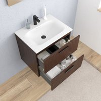 Ceramia - Komplettset 60 cm: Waschbecken weiß matt + FSC-zertifiziertes Möbelstück in Eichenfarbe ( 4DW60-V) von CERAMIA