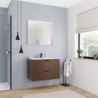 Ceramia - Komplettset 80 cm: Waschbecken weiß matt + FSC-zertifiziertes Möbelstück in Eichenfarbe ( 4DW80-V) von CERAMIA