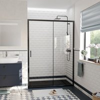 Ceramia PURA Duschtür 140x195cm Schiebetür Antikalk mit Profilen Mattschwarz (CERAHP140B) von CERAMIA