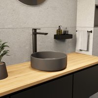 Ceramia PixL 36 x 36 x 13,5 cm Aufsatzwaschbecken Infinitio, ohne Überlauf, mattes Grau (CEPX3636GRM) von CERAMIA