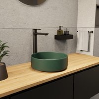 Ceramia PixL 36 x 36 x 13,5 cm Aufsatzwaschbecken Infinitio, ohne Überlauf, mattes Grün (CEPX3636GEM) von CERAMIA