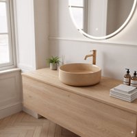 Ceramia PixL 36 x 36 x 13,5 cm Aufsatzwaschbecken Infinitio, ohne Überlauf, mattes Mokka (CEPX3636MOM) von CERAMIA